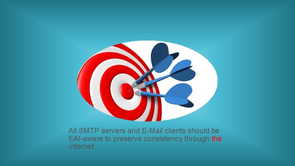 All SMTP servers and E-Mail clients should be EAI-aware to preserve consistency through the