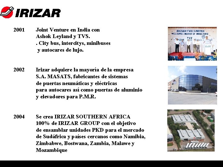 2001 Joint Venture en India con Ashok Leyland y TVS. . City bus, intercitys,