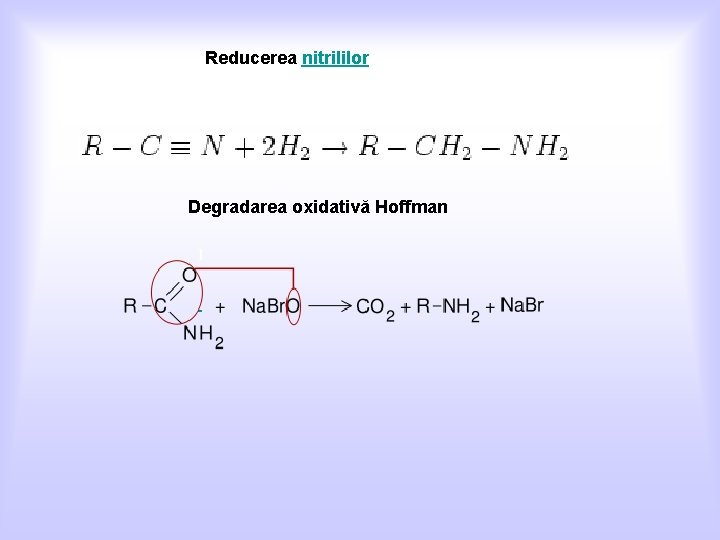 Reducerea nitrililor Degradarea oxidativă Hoffman ] 