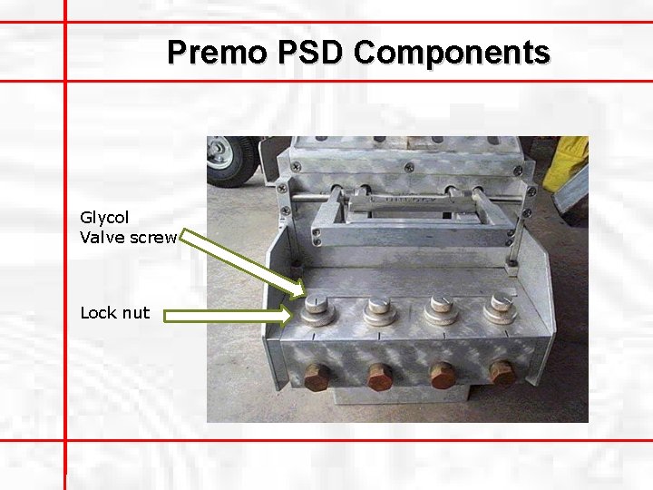 Premo PSD Components Glycol Valve screw Lock nut 