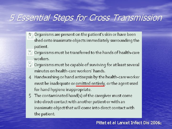 5 Essential Steps for Cross Transmission Pittet et al Lancet Infect Dis 200616 
