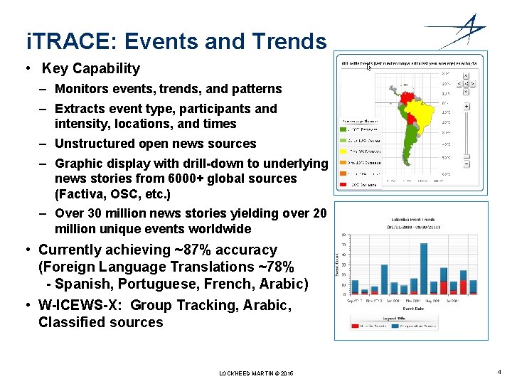 i. TRACE: Events and Trends • Key Capability – Monitors events, trends, and patterns