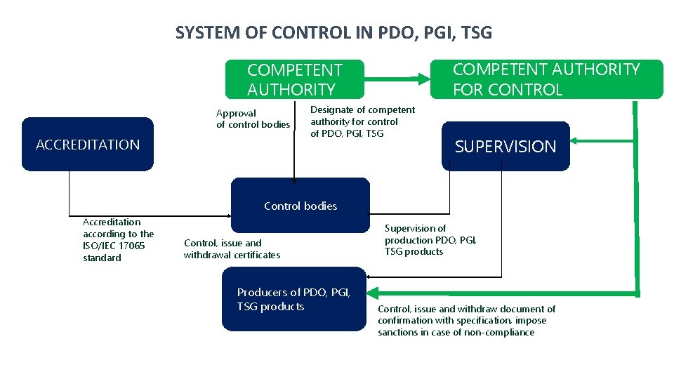 SYSTEM OF CONTROL IN PDO, PGI, TSG COMPETENT AUTHORITY FOR CONTROL COMPETENT AUTHORITY Approval
