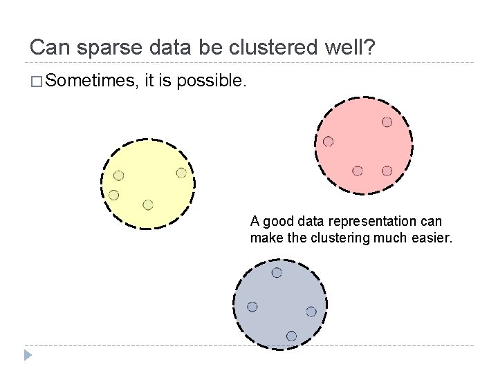 Can sparse data be clustered well? � Sometimes, it is possible. A good data