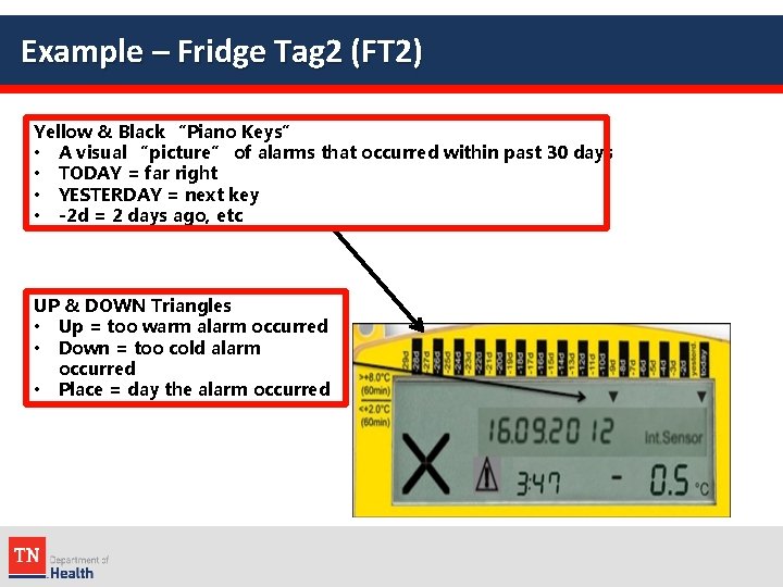 Example – Fridge Tag 2 (FT 2) Yellow & Black “Piano Keys” • A