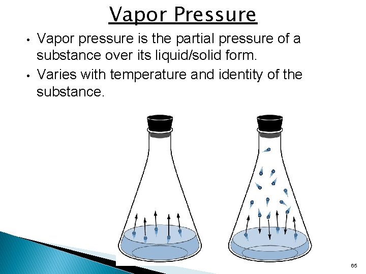 Vapor Pressure • • Vapor pressure is the partial pressure of a substance over