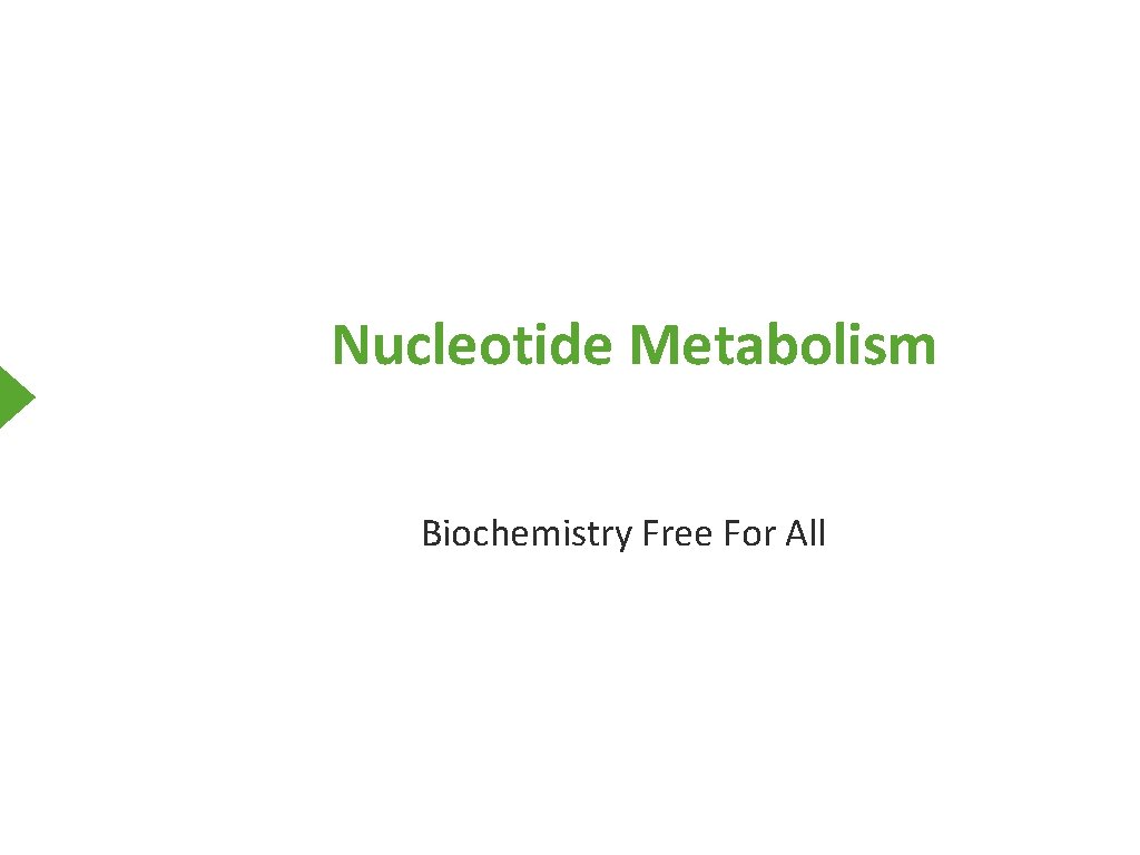 Nucleotide Metabolism Biochemistry Free For All 