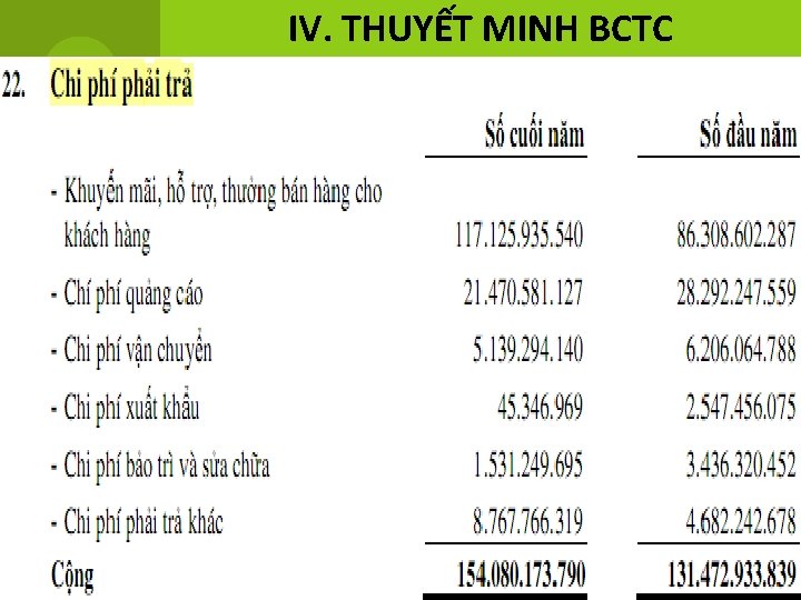 IV. THUYẾT MINH BCTC 