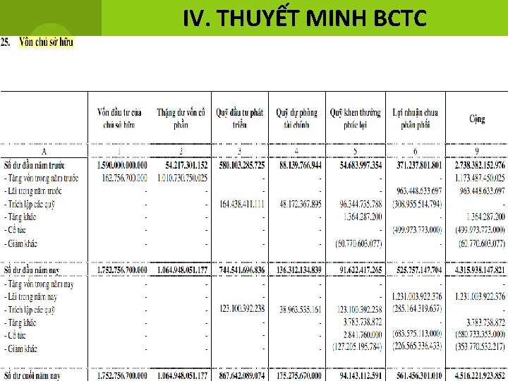 IV. THUYẾT MINH BCTC 