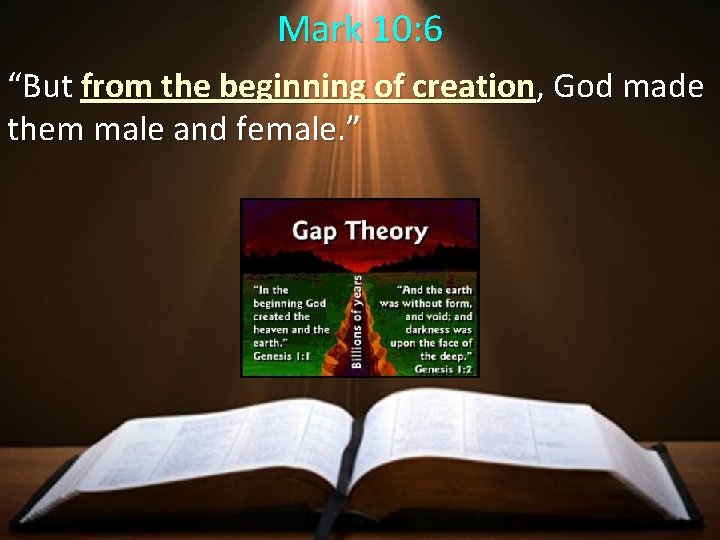 Mark 10: 6 “But from the beginning of creation, God made them male and