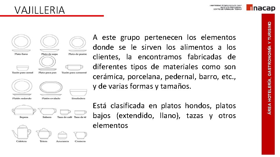 A este grupo pertenecen los elementos donde se le sirven los alimentos a los