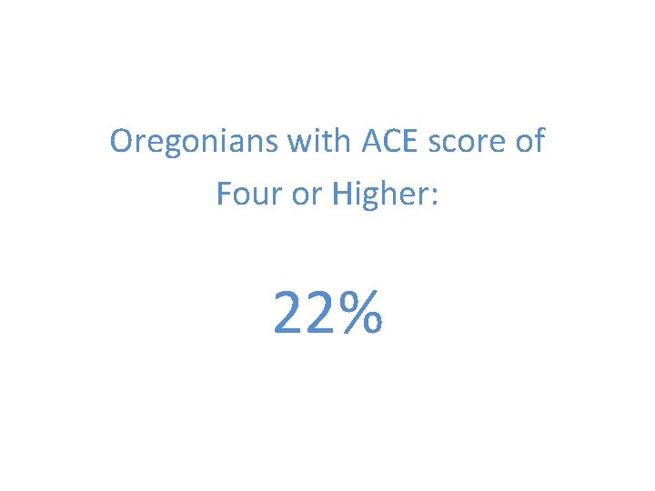 Oregonians with ACE score of Four or Higher: 22% 