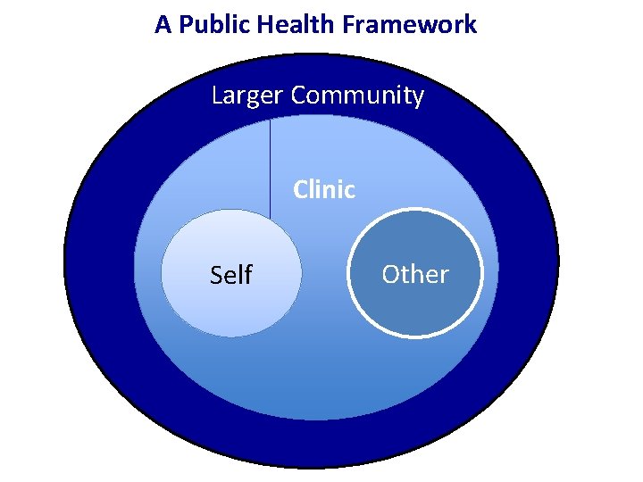 A Public Health Framework Larger Community Clinic Self Other 