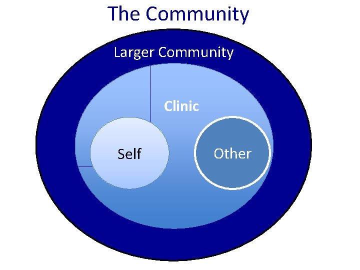 The Community Larger Community Clinic Self Other 