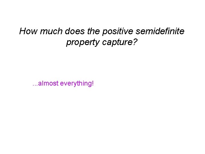 How much does the positive semidefinite property capture? . . . almost everything! 