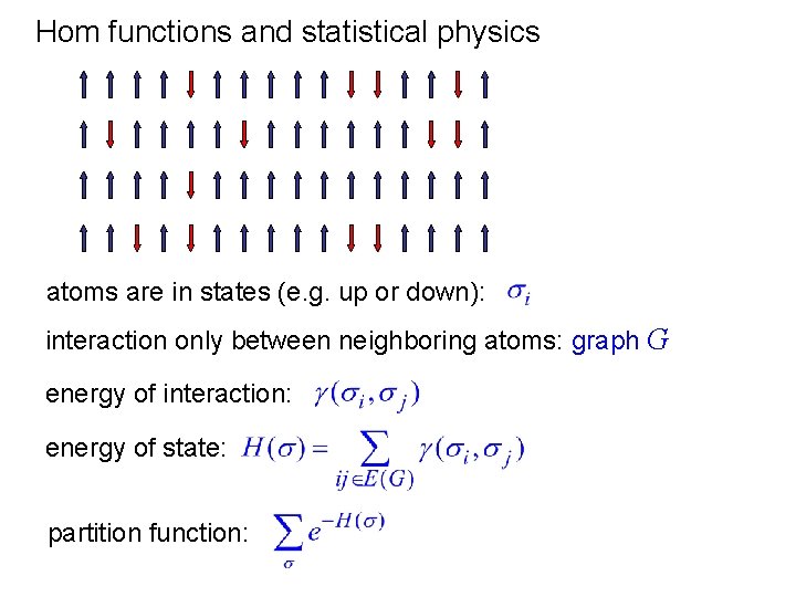 Hom functions and statistical physics atoms are in states (e. g. up or down):