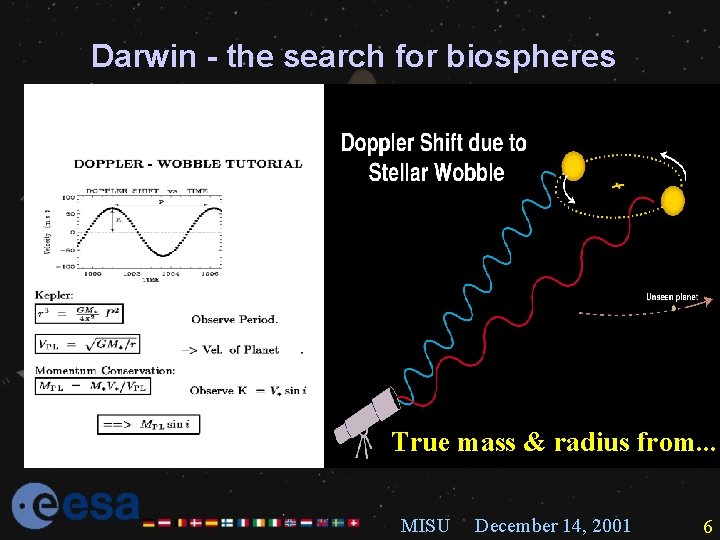 Darwin - the search for biospheres True mass & radius from. . . MISU