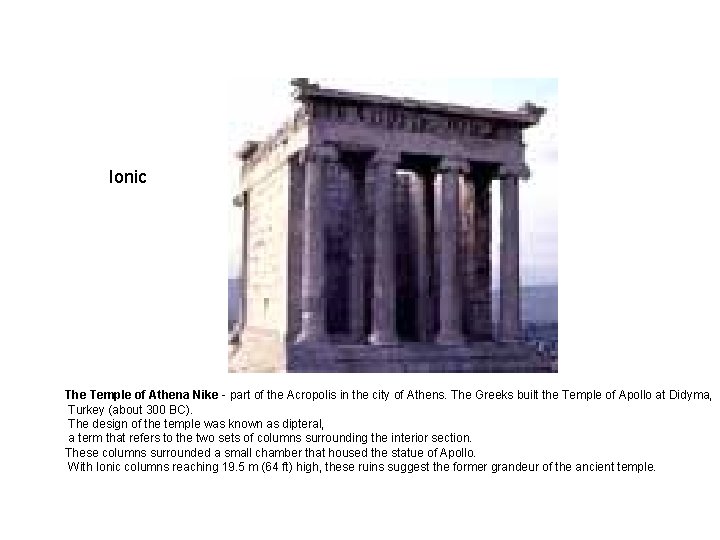 Ionic The Temple of Athena Nike - part of the Acropolis in the city Ionic The Temple of Athena Nike - part of the Acropolis in the city