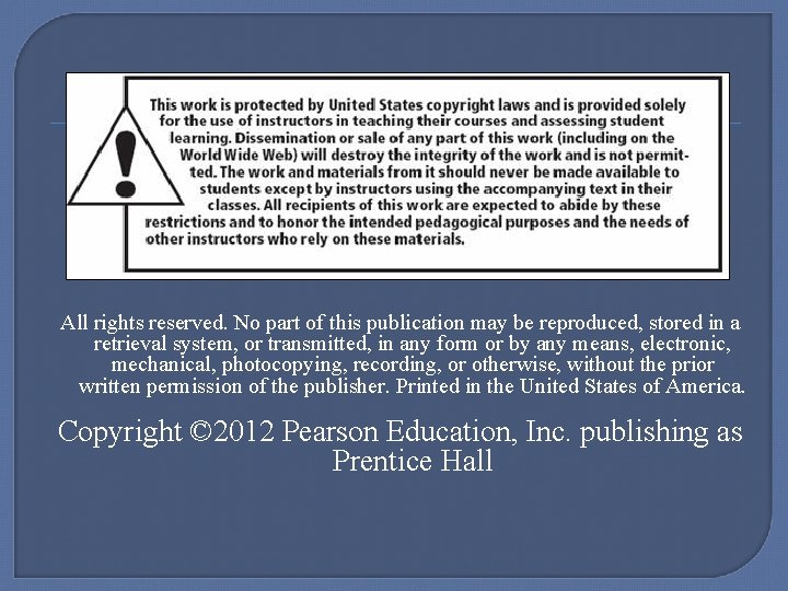 All rights reserved. No part of this publication may be reproduced, stored in a