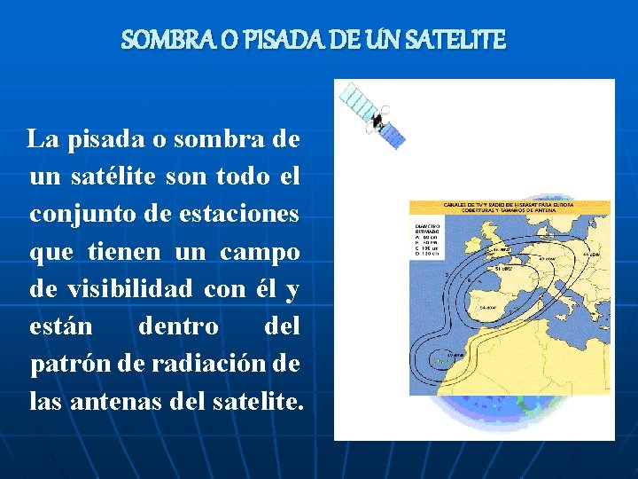 SOMBRA O PISADA DE UN SATELITE La pisada o sombra de un satélite son