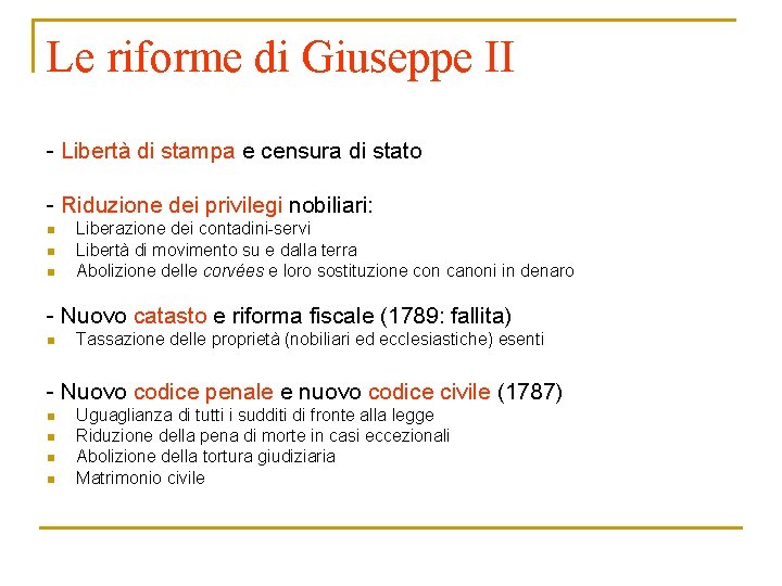 Le riforme di Giuseppe II - Libertà di stampa e censura di stato -