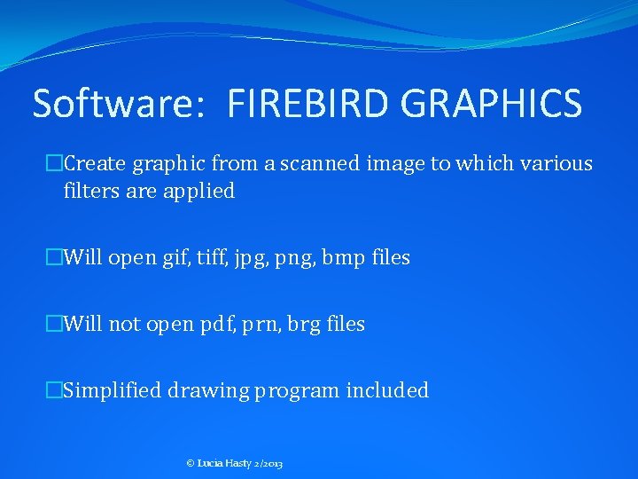 Software: FIREBIRD GRAPHICS �Create graphic from a scanned image to which various filters are Software: FIREBIRD GRAPHICS �Create graphic from a scanned image to which various filters are