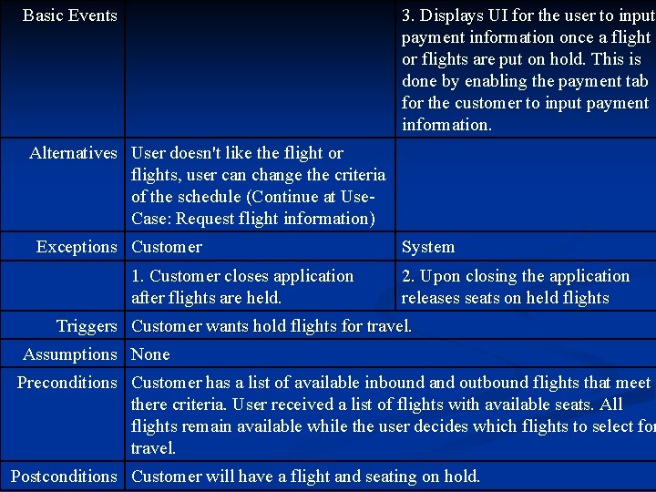 Basic Events 3. Displays UI for the user to input payment information once a