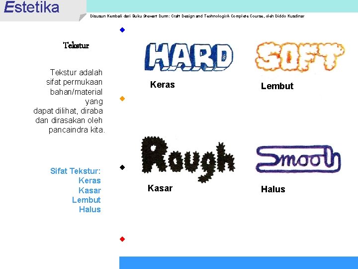 Estetika Disusun Kembali dari Buku Stewart Dunn: Craft Design and Technologi/A Complete Course, oleh