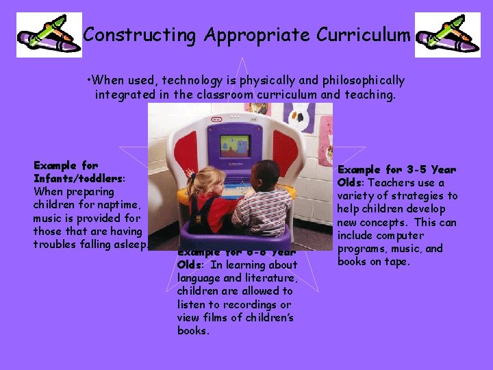 Constructing Appropriate Curriculum • When used, technology is physically and philosophically integrated in the