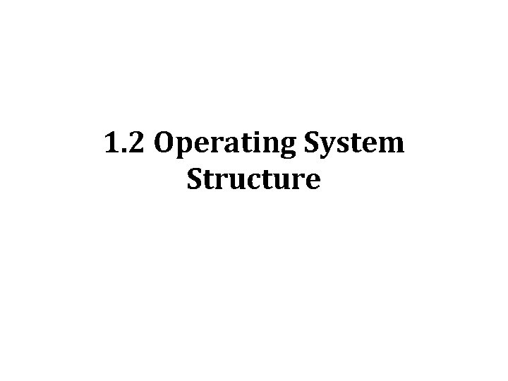 1. 2 Operating System Structure 