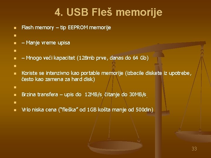 4. USB Fleš memorije n n n Flash memory – tip EEPROM memorije –