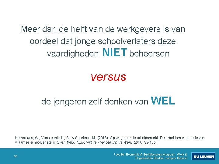 Meer dan de helft van de werkgevers is van oordeel dat jonge schoolverlaters deze Meer dan de helft van de werkgevers is van oordeel dat jonge schoolverlaters deze