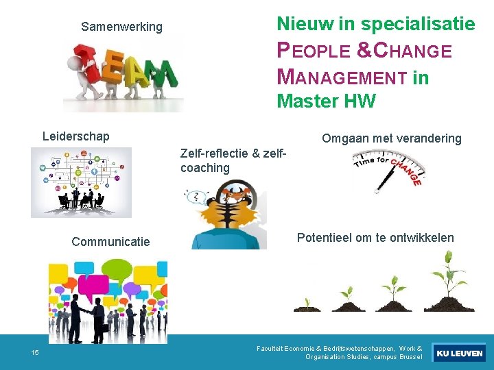Samenwerking Nieuw in specialisatie PEOPLE &CHANGE MANAGEMENT in Master HW Leiderschap Omgaan met verandering Samenwerking Nieuw in specialisatie PEOPLE &CHANGE MANAGEMENT in Master HW Leiderschap Omgaan met verandering