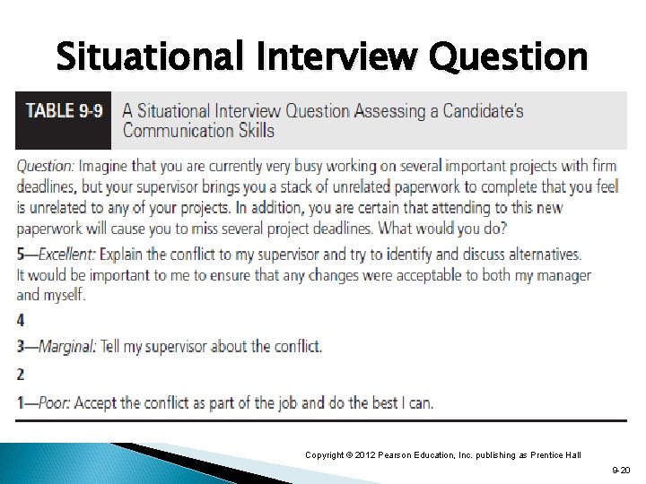 Situational Interview Question Copyright © 2012 Pearson Education, Inc. publishing as Prentice Hall 9