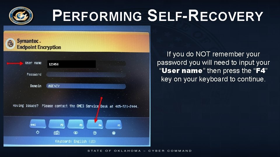 PERFORMING SELF- RECOVERY If you do NOT remember your password you will need to