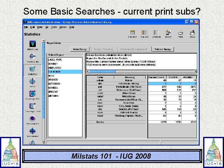 Some Basic Searches - current print subs? Milstats 101 - IUG 2008 Some Basic Searches - current print subs? Milstats 101 - IUG 2008