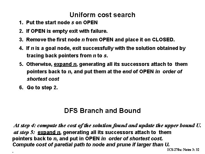 Uniform cost search 1. Put the start node s on OPEN 2. If OPEN