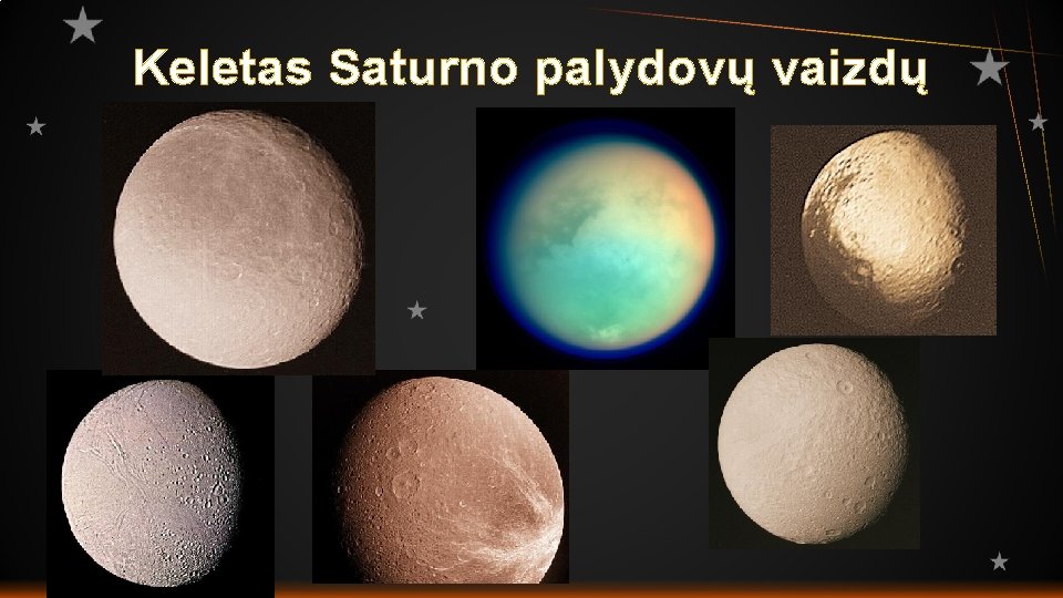 Keletas Saturno palydovų vaizdų 