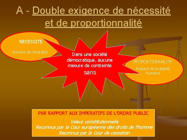 A - Double exigence de nécessité et de proportionnalité NECESSITE (besoins de l’enquête) Dans