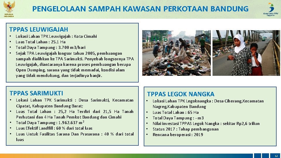 REPUBLIK INDONESIA PENGELOLAAN SAMPAH KAWASAN PERKOTAAN BANDUNG TPPAS LEUWIGAJAH • • Lokasi Lahan TPK