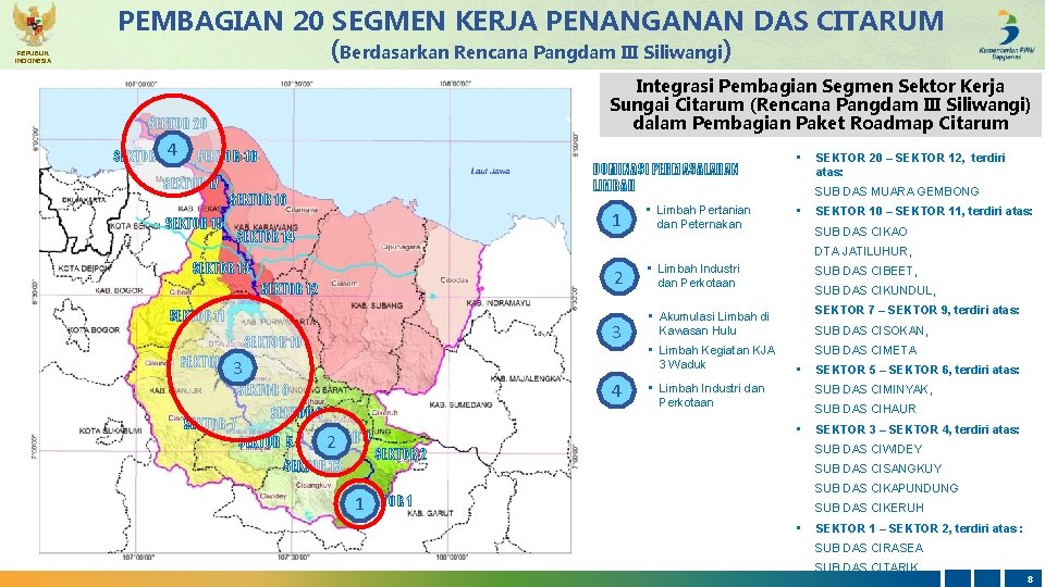 REPUBLIK INDONESIA PEMBAGIAN 20 SEGMEN KERJA PENANGANAN DAS CITARUM (Berdasarkan Rencana Pangdam III Siliwangi)