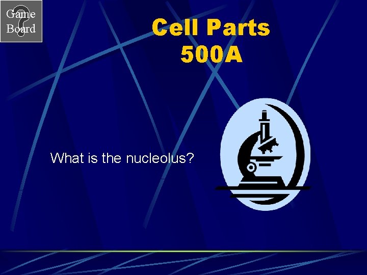 Game Board Cell Parts 500 A What is the nucleolus? 