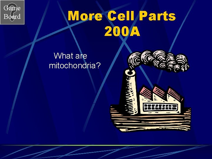 Game Board More Cell Parts 200 A What are mitochondria? 