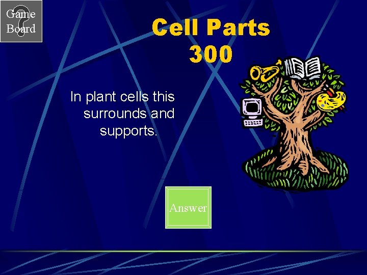 Game Board Cell Parts 300 In plant cells this surrounds and supports. Answer 