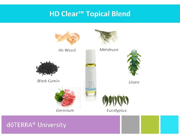 HD Clear™ Topical Blend Ho Wood Melaleuca Black Cumin Geranium dōTERRA® University dōTERRA® Product
