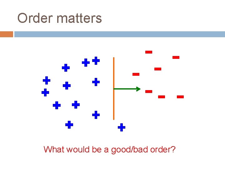 Order matters What would be a good/bad order? 