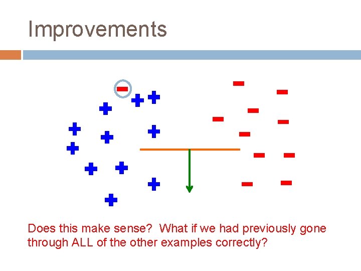 Improvements Does this make sense? What if we had previously gone through ALL of