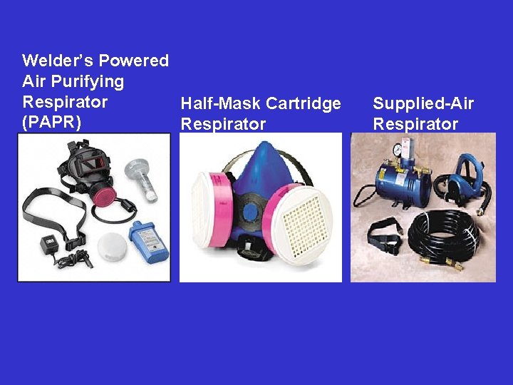 Welder’s Powered Air Purifying Respirator Half-Mask Cartridge (PAPR) Respirator Supplied-Air Respirator 