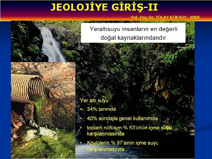 JEOLOJİYE GİRİŞ-II Yrd. Doç. Dr. TÜLAY KÖKSOY- 2008 