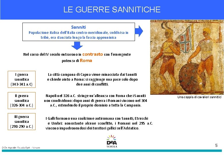 LE GUERRE SANNITICHE Sanniti Popolazione italica dell’Italia centro-meridionale, suddivisa in tribù, era stanziata lungo